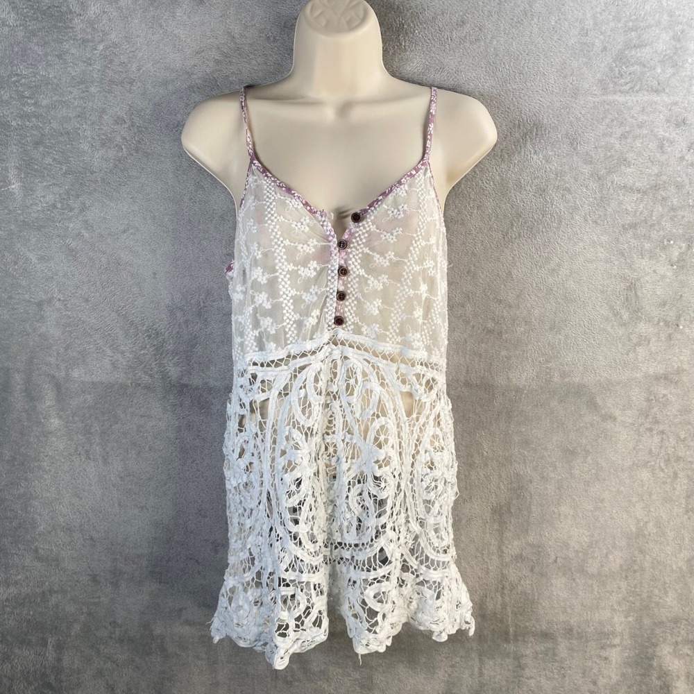 Y2k BKE Babydoll Tank Top XS Lace Cami Indie Boho Chic‎ Cottage Fairy Coquette